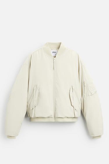 WATER-REPELLENT PADDED BOMBER JACKET - Oyster-white by Zara - Image 6
