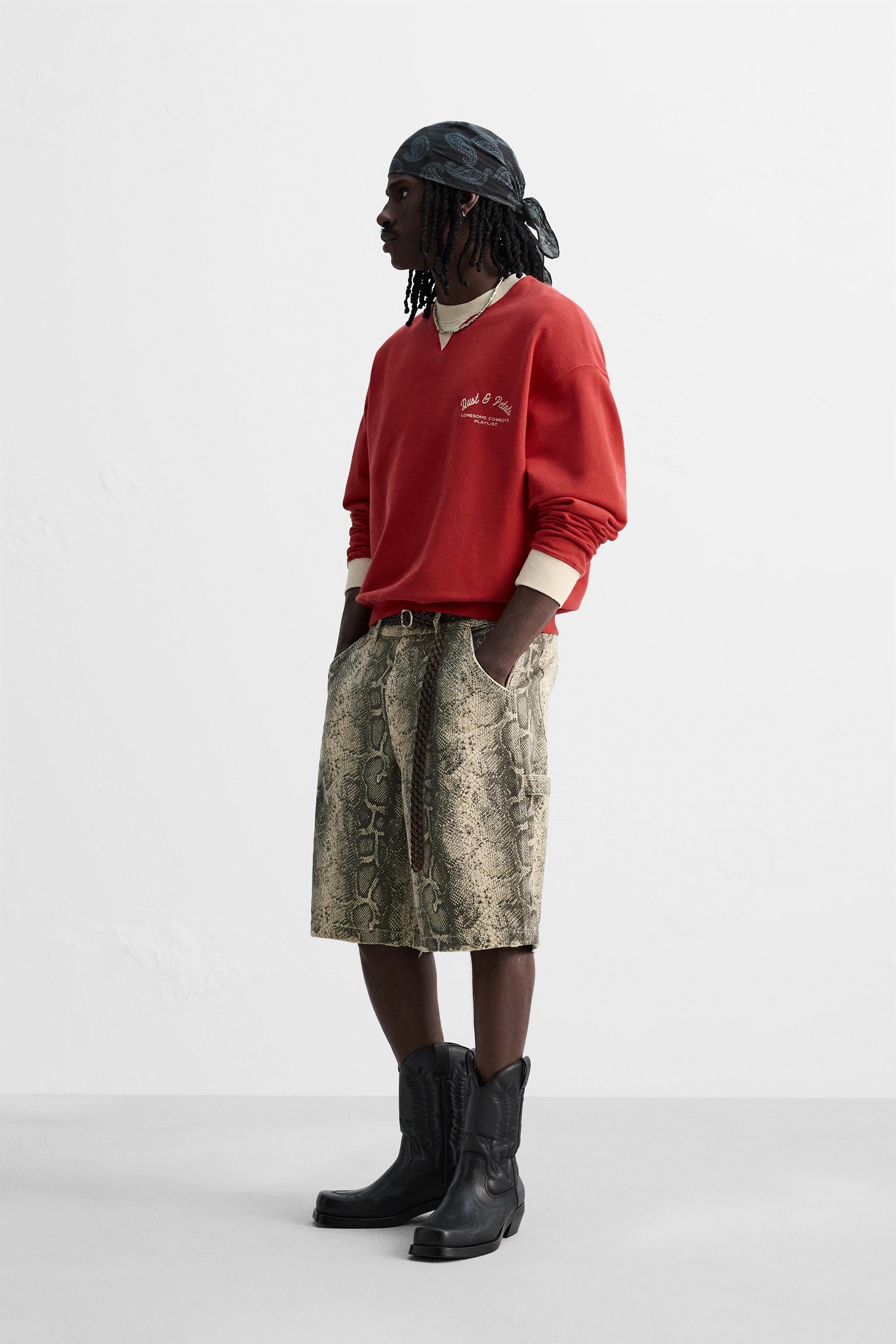グラフィックプリントスウェットシャツ - レッド | ZARA Japan