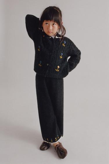 PANTALON JUPE-CULOTTE EN MAILLE AVEC LAINE - Gris anthracite de Zara