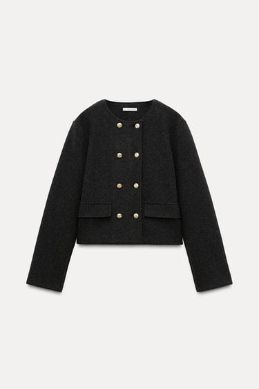 CLOTH JACKET WITH BUTTONS - Grey marl by Zara - Image 4