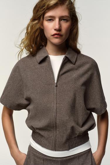 SHORT SLEEVE SOFT GILET - Mink by Zara