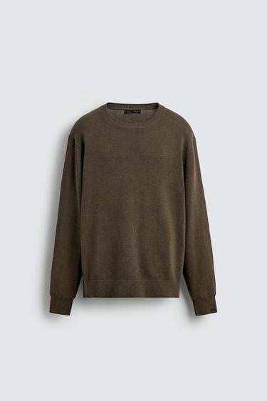 Zara TWISTED TEXTURE SWEATER - Dark brown