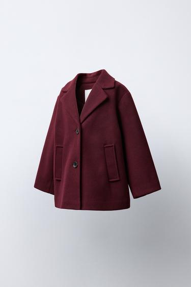 MANTEAU EN DRAP DE LAINE - Bordeaux de Zara - Image 1