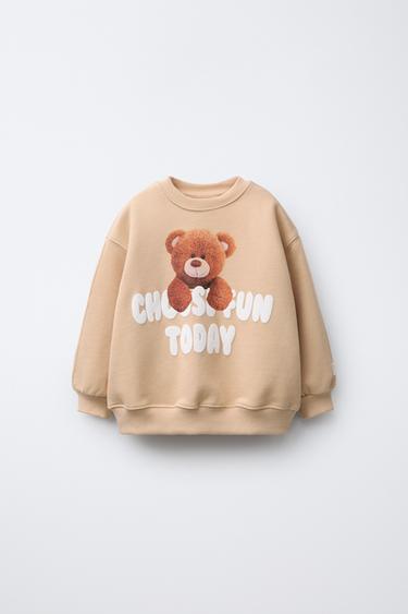 Zara BEAR PRINT SWEATSHIRT - Biscuit - Image 0