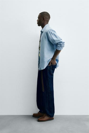 CHEMISE EN DENIM LÉGER - Bleu ciel de Zara - Image 3