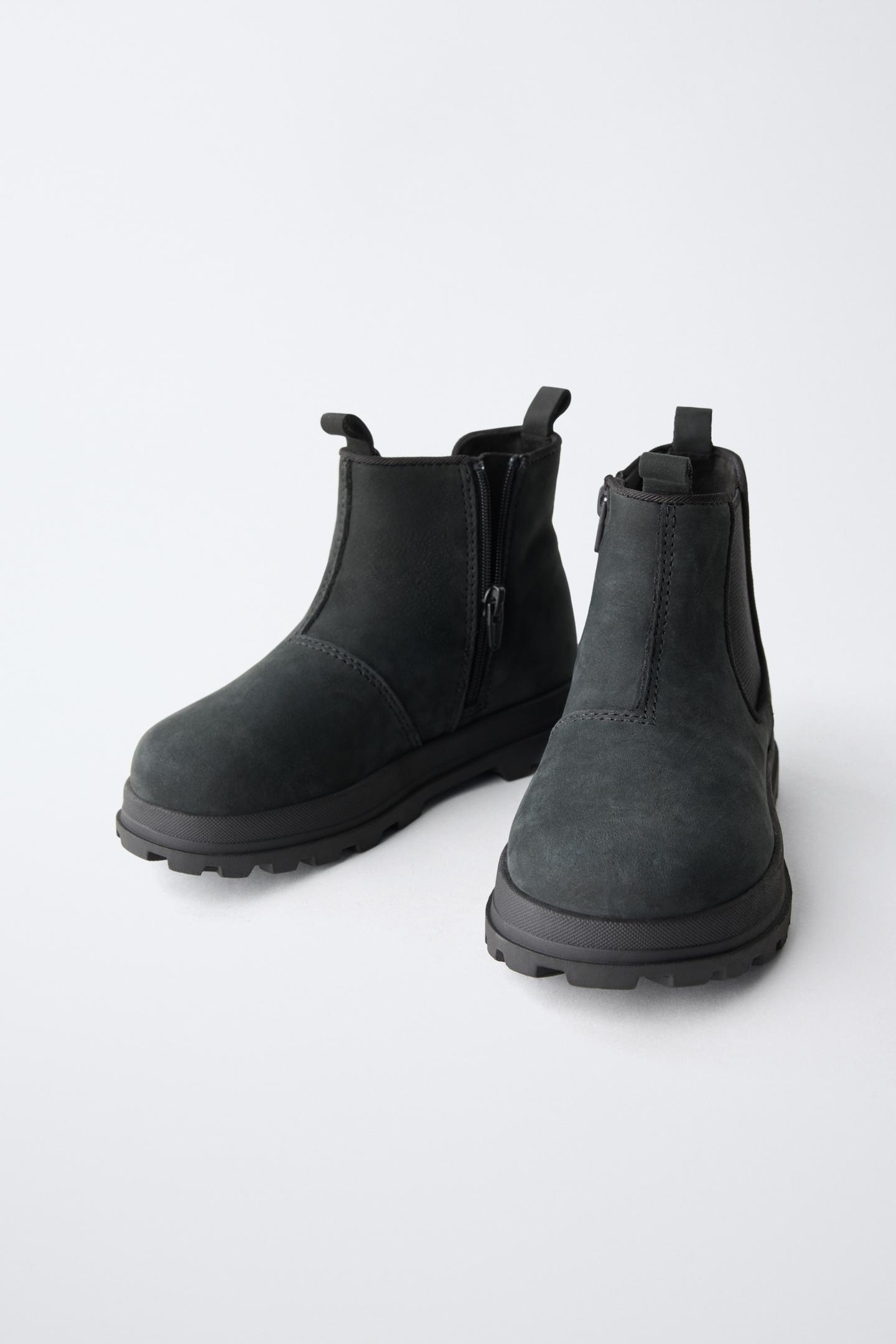 Детские ботинки Zara Water Repellent Leather Chelsea, цвет: Чёрный — фото 3