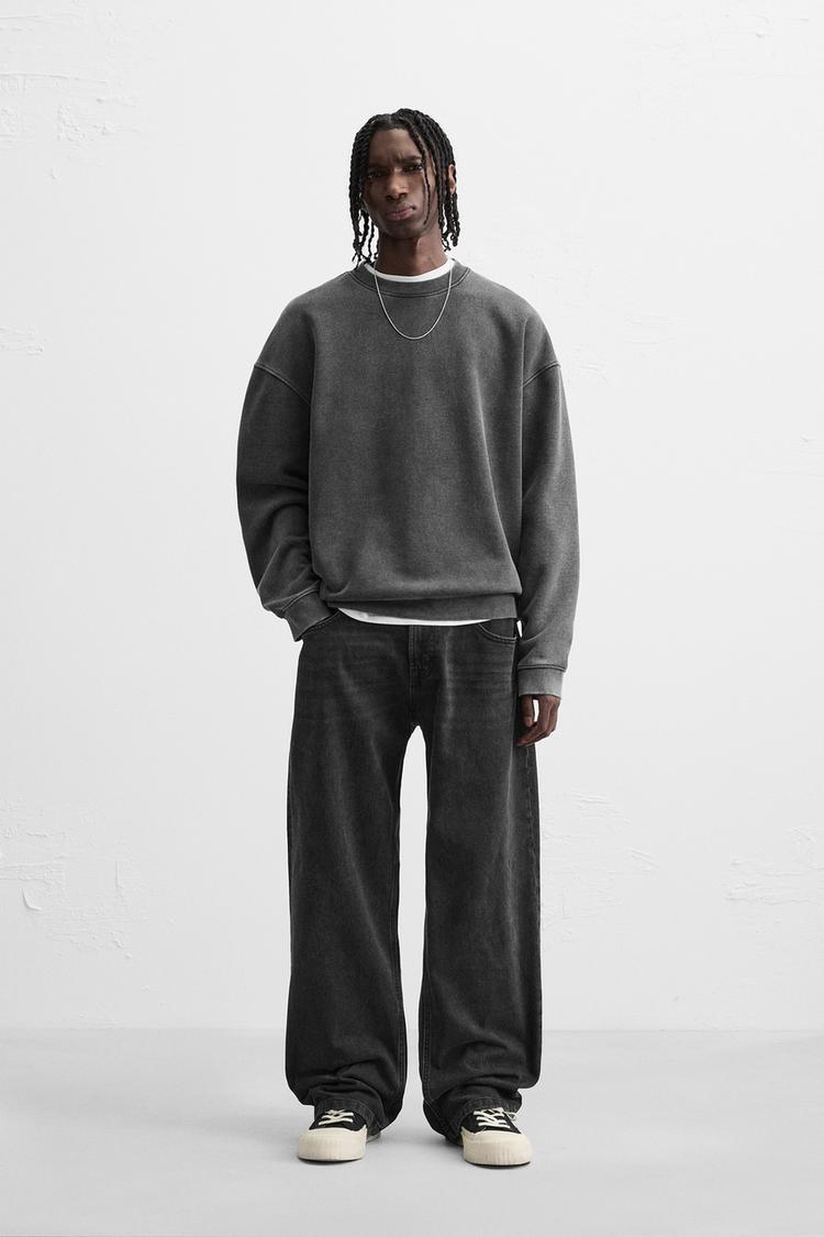 EMBROIDERED BAGGY FIT JEANS - Black | ZARA United States