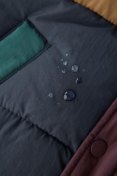 COLOUR BLOCK WATER-REPELLENT FLEECE PUFFER COAT - Navy blue by Zara