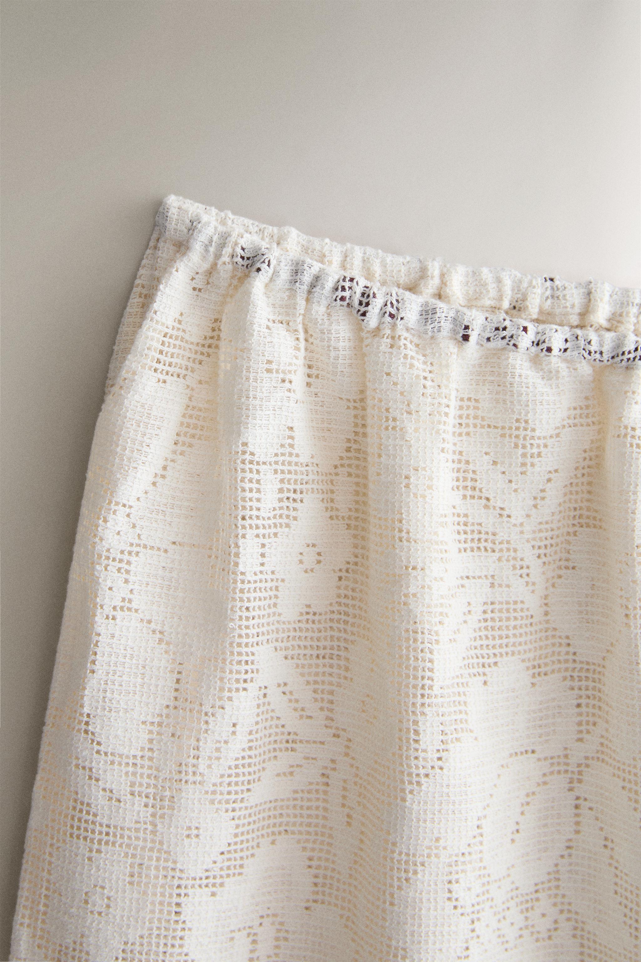 FLORAL LACE COTTON TROUSERS — Ecru