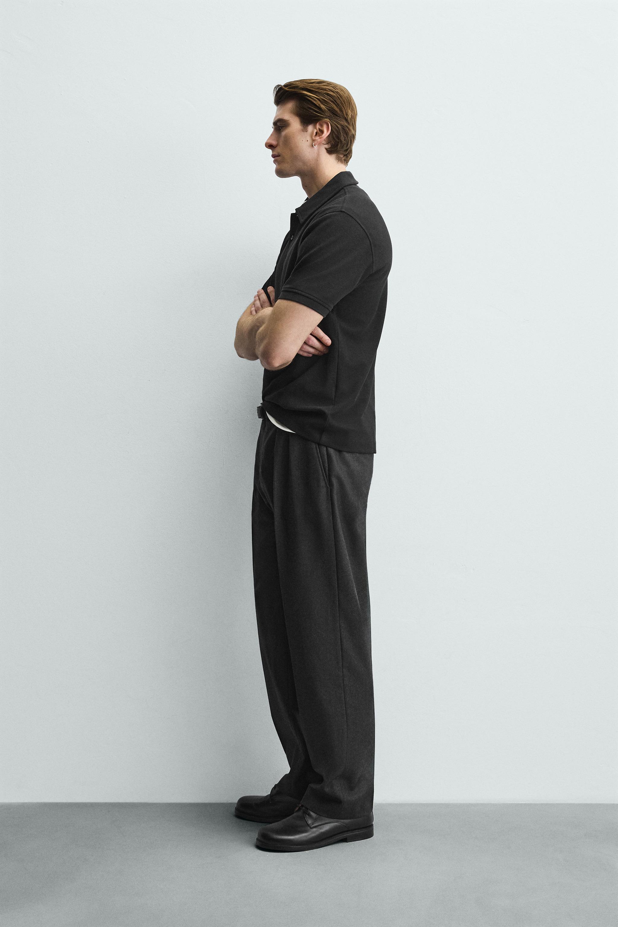Zara REGULAR FIT DOKULU POLO T-SHIRT görsel 4