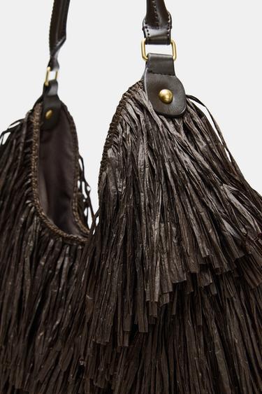 FRINGED TOTE BAG - Chocolate by Zara - Image 4