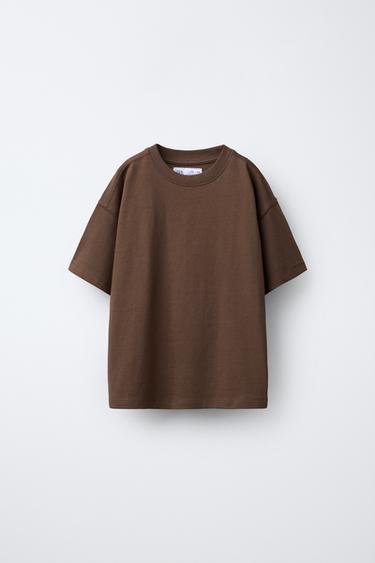 PLAIN MEDIUM WEIGHT T-SHIRT - Brown by Zara - Image 0