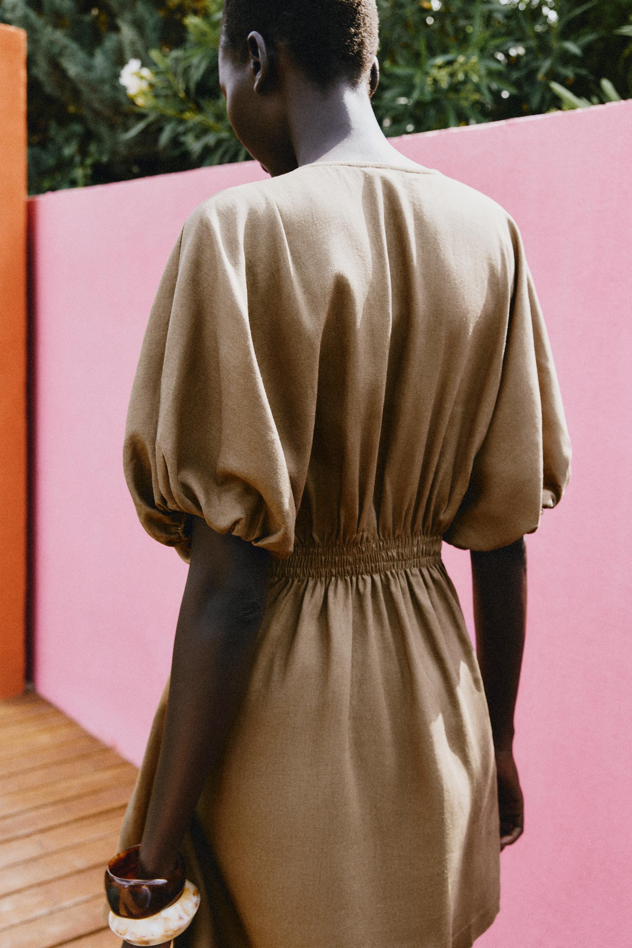 LINEN BLEND MINI DRESS