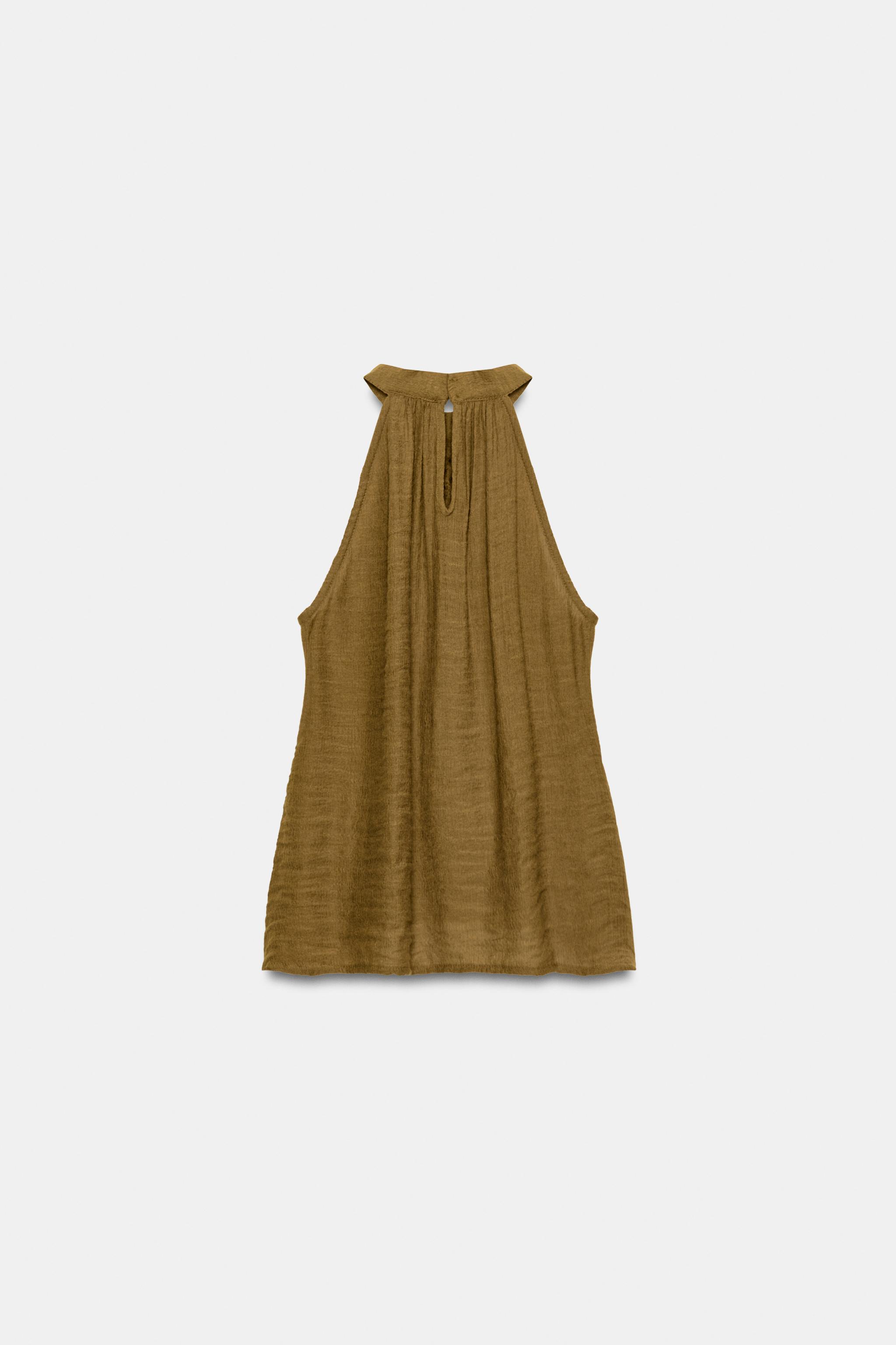 Zara Büzgülü Halter Yaka Top görsel 7