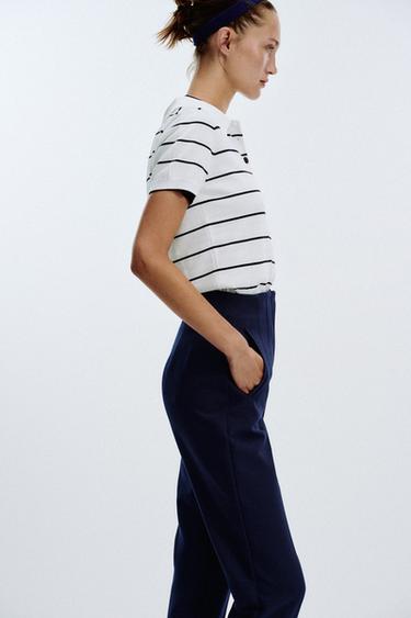HIGH-WAIST TROUSERS - Navy blue by Zara - Image 3