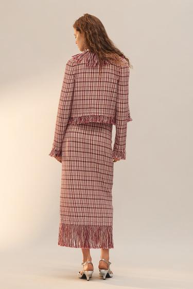 LIMITED EDITION FRINGED STRUCTURED SKIRT - Dark pink by Zara - Image 2