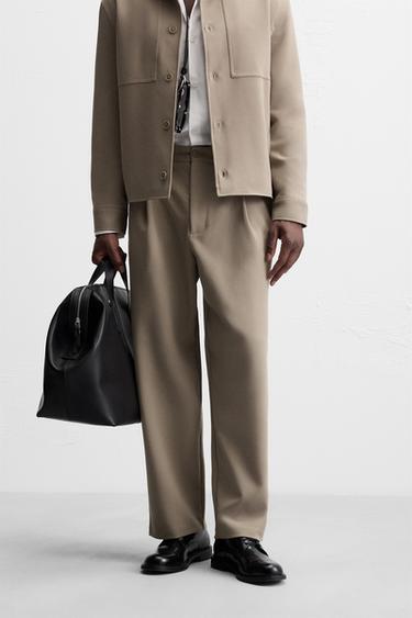 PANTALONI RELAXED FIT CON PIEGHE - cammello di Zara