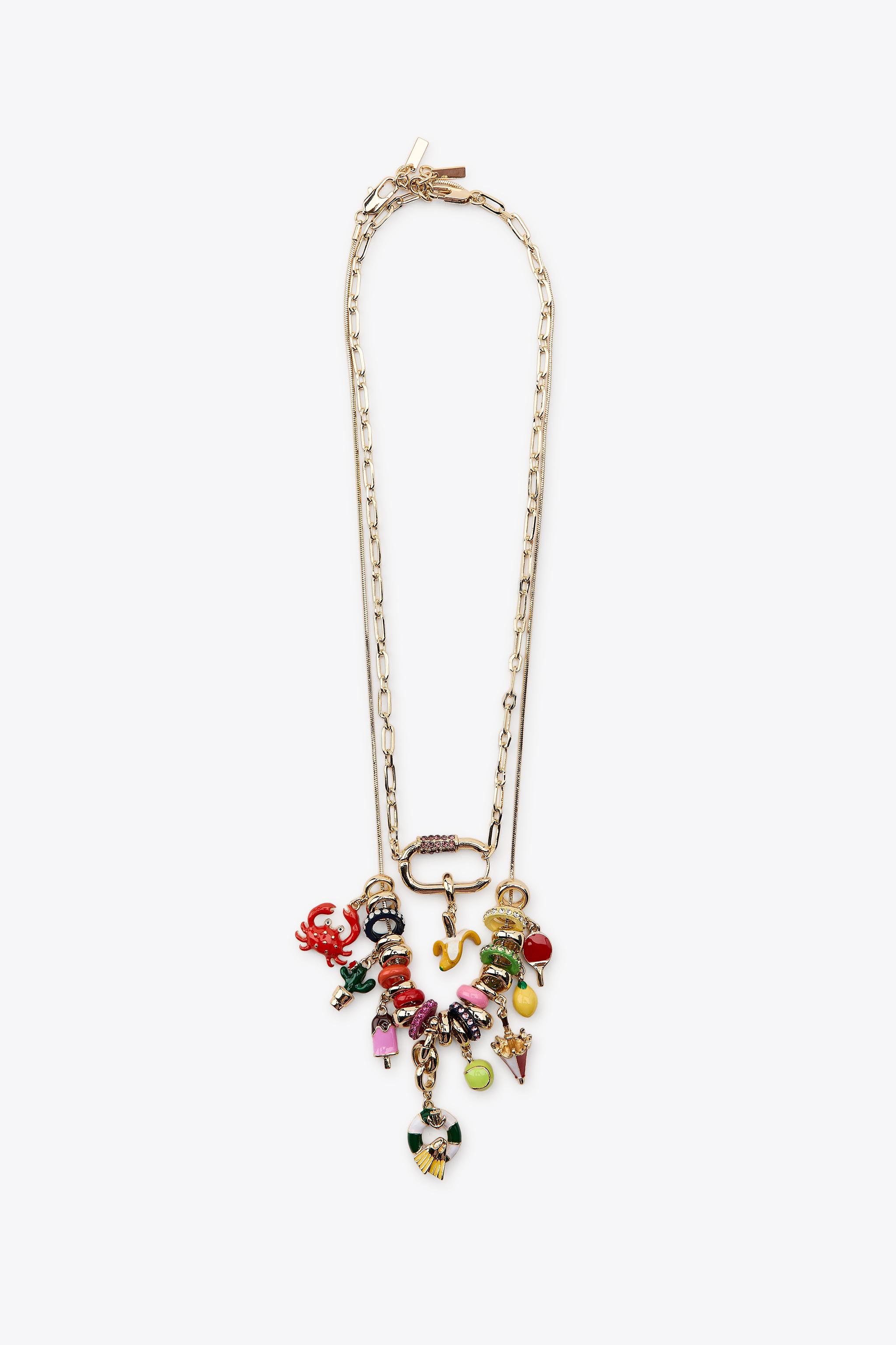 メタルチャームネックレス 2本セット - ゴールド | ZARA Japan