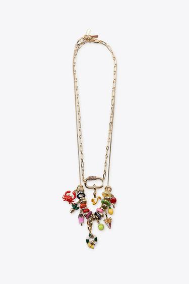 PACK OF 2 METAL CHARM NECKLACES - Golden by Zara