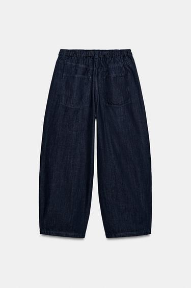 Zara ZW COLLECTION BALLOON HIGH-WAIST JEANS - Blue
