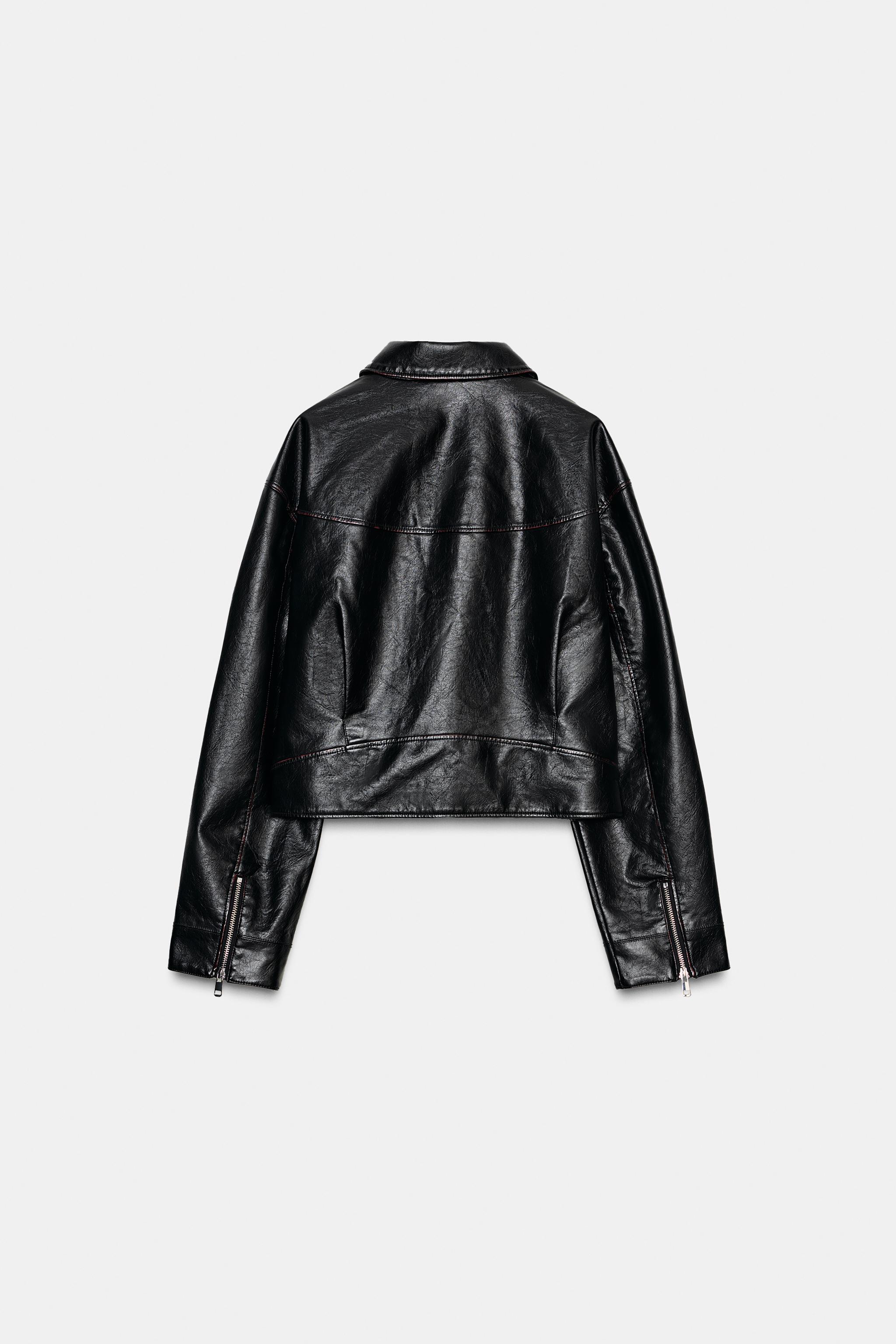 ZARA ブラック レザージャケット　型押し　クロコ　短丈　Y2K 韓国 ZARA ブラック レザージャケット 型押し クロコ 短丈 Y2K 韓国