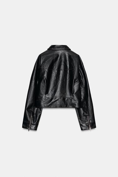 BLOUSON EN MATIÈRE SYNTHÈTIQUE - Noir de Zara - Image 7