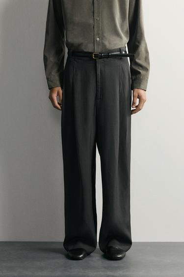 بنطلون واسع فيت بدلة RELAXED FIT - رمادي أنثراسايت الخاص بـ Zara