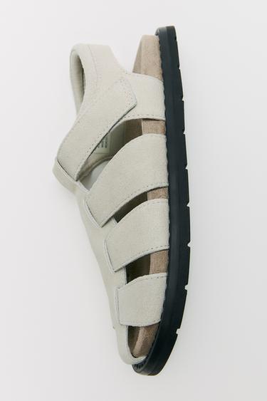 LEATHER CAGE SANDALS - Ecru White by Zara