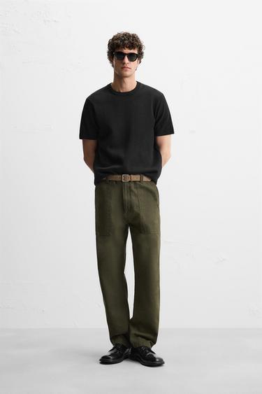 ТРИКОТАЖНА ФУТБОЛКА RELAXED FIT - Чорний Zara