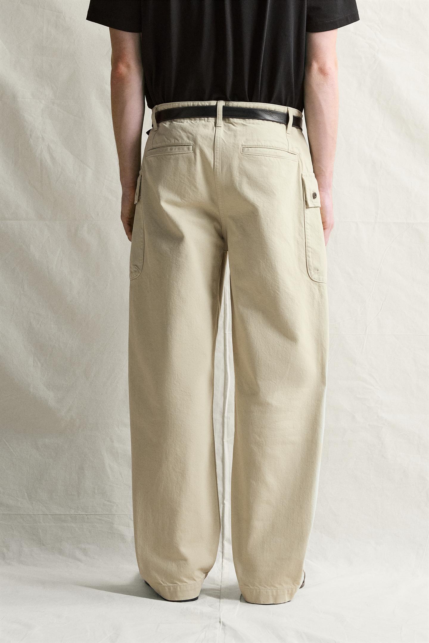 Мужские брюки Zara Relaxed Fit Cargo, цвет: Серый зелёный — фото 3