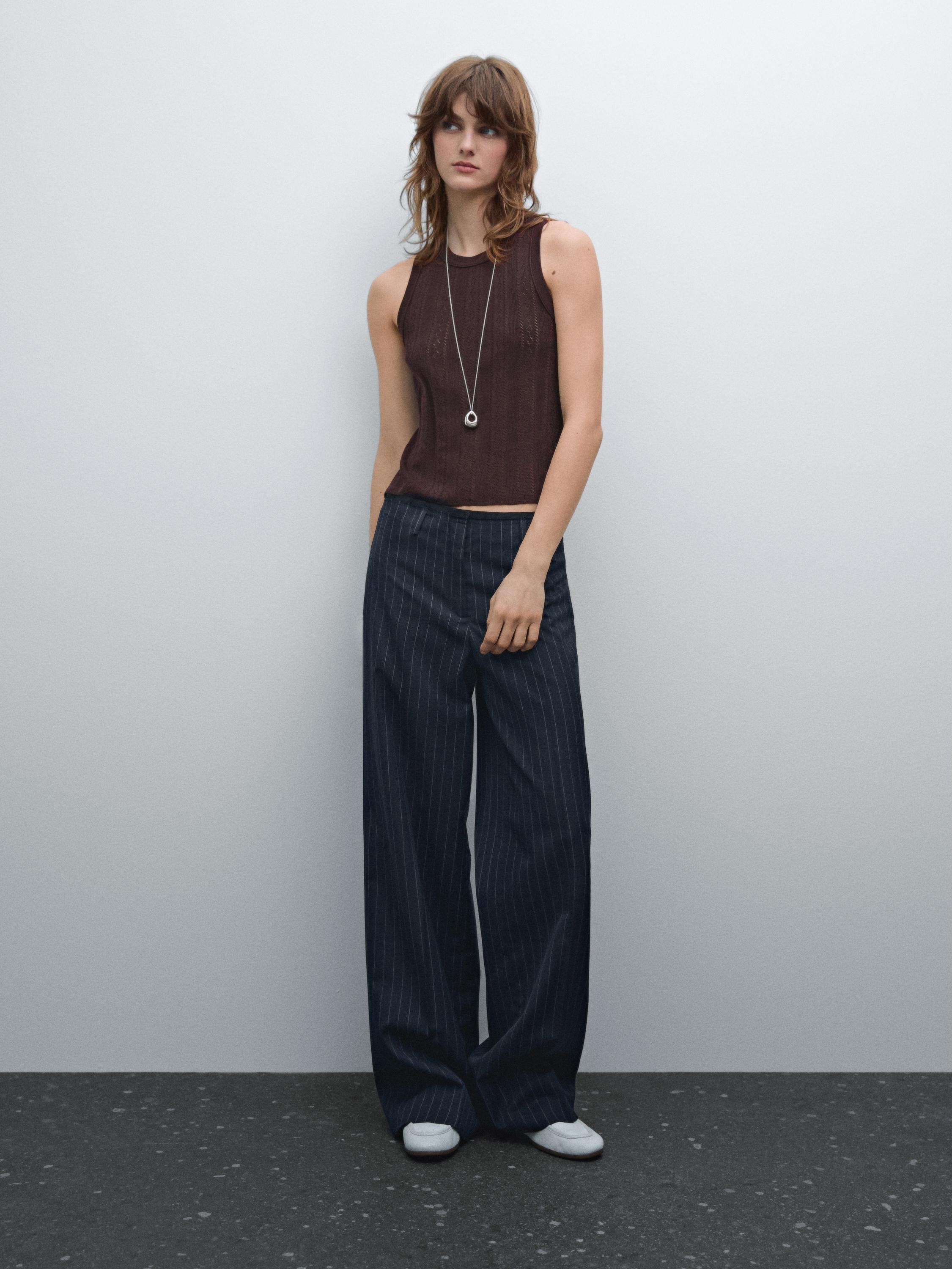 Cotton blend pointelle knit top