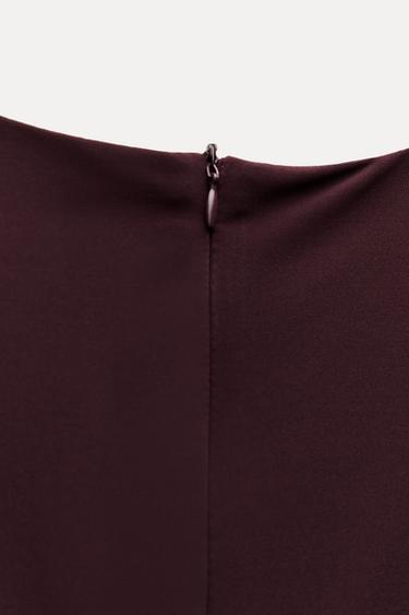 Zara DRAPED MIDI DRESS - Maroon
