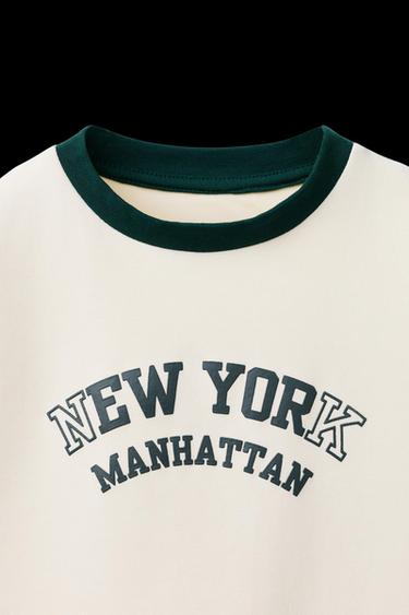 CAMISETA INTERLOCK RECTO CONTRASTE - Crudo de Zara