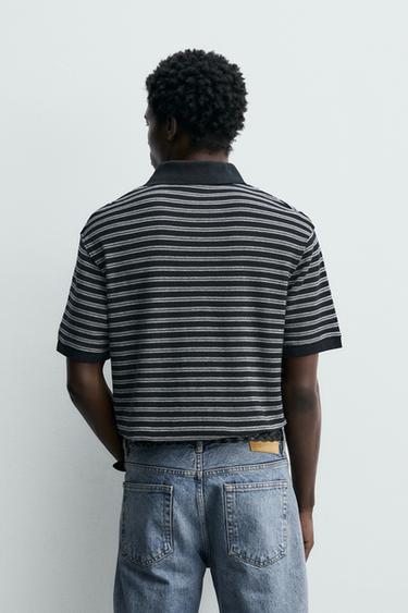 POLO REGULAR FIT JACQUARD À RAYURES - Bleu marine / Blanc de Zara - Image 2