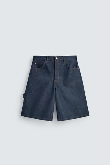EMBROIDERED POCKET DENIM JORTS - Indigo by Zara