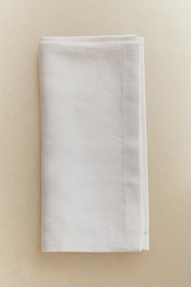PACK OF PLAIN-COLOURED LINEN NAPKINS - White by Zara