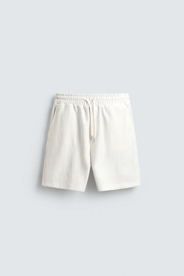 TEXTURED JOGGER BERMUDA SHORTS - Oyster-white by Zara