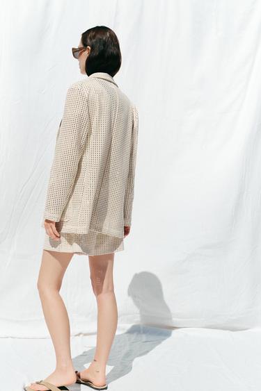 FAUX SUEDE CUT-OUT BLAZER - Ecru by Zara - Image 2