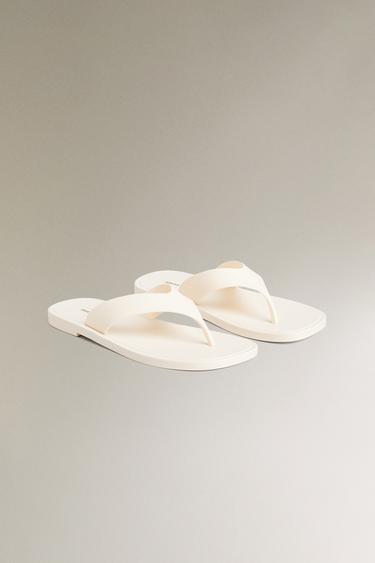 RUBBERISED FLAT SANDALS - Ecru White by Zara - Image 1
