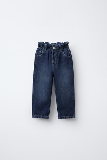 PAPERBAG JEANS WITH HEART POCKETS - Blue by Zara - Image 0