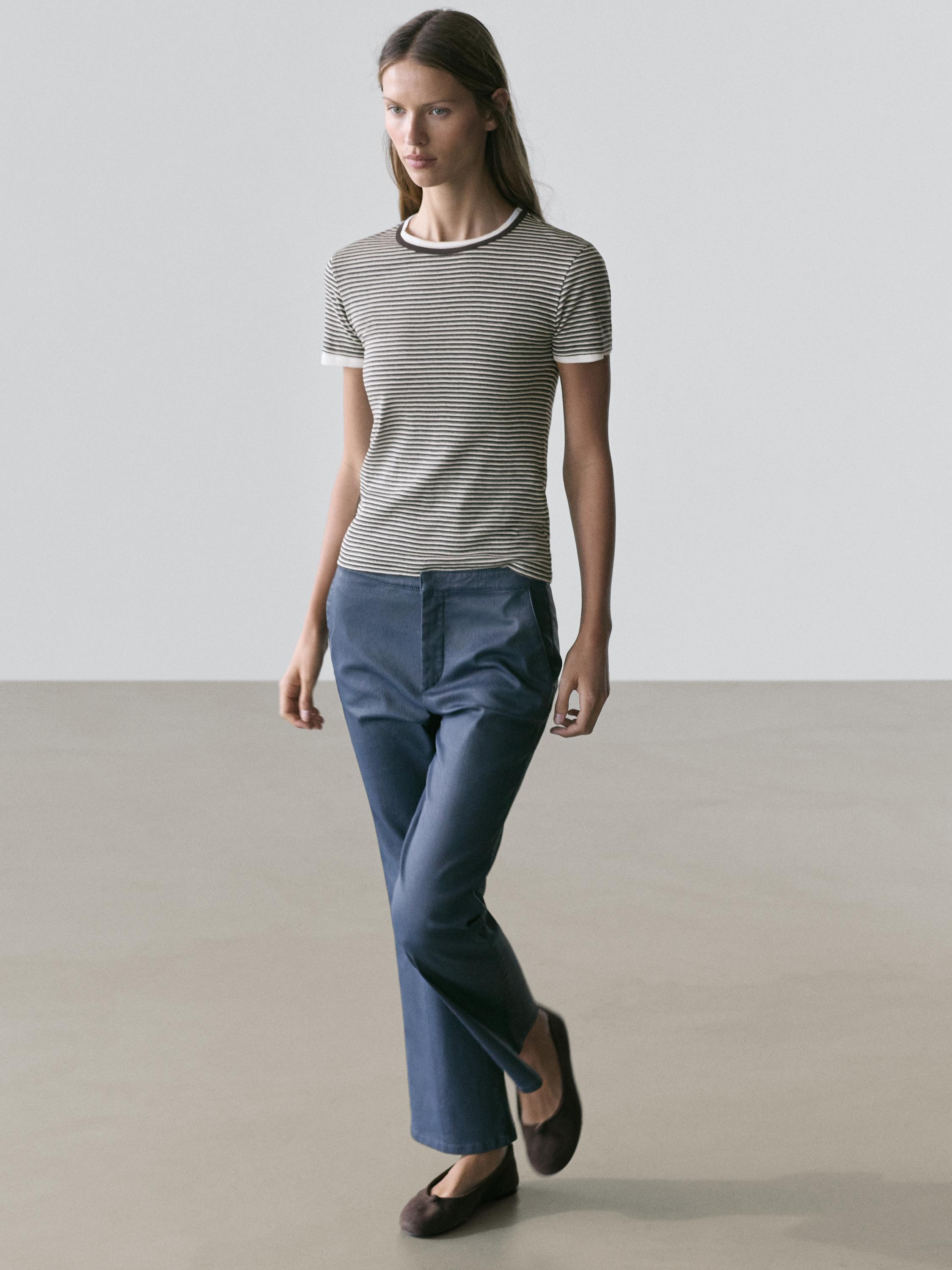 Pantalon flare cropped enduit