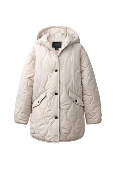 WASSERABWEISENDE GESTEPPTE JACKE MIT KAPUZE - Sandfarben von Zara