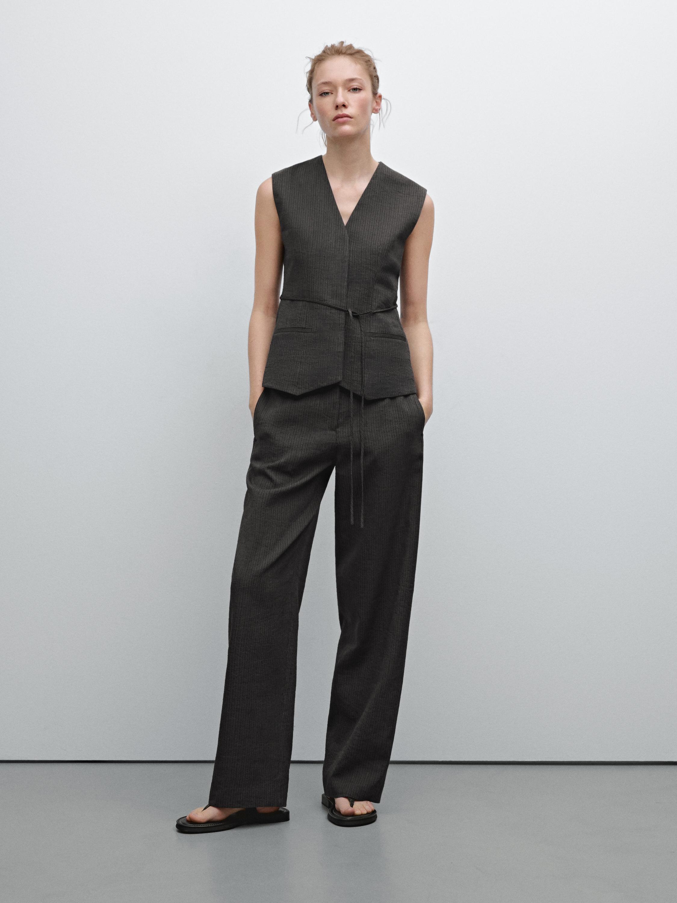 Veste sans manches lins coton mélangé