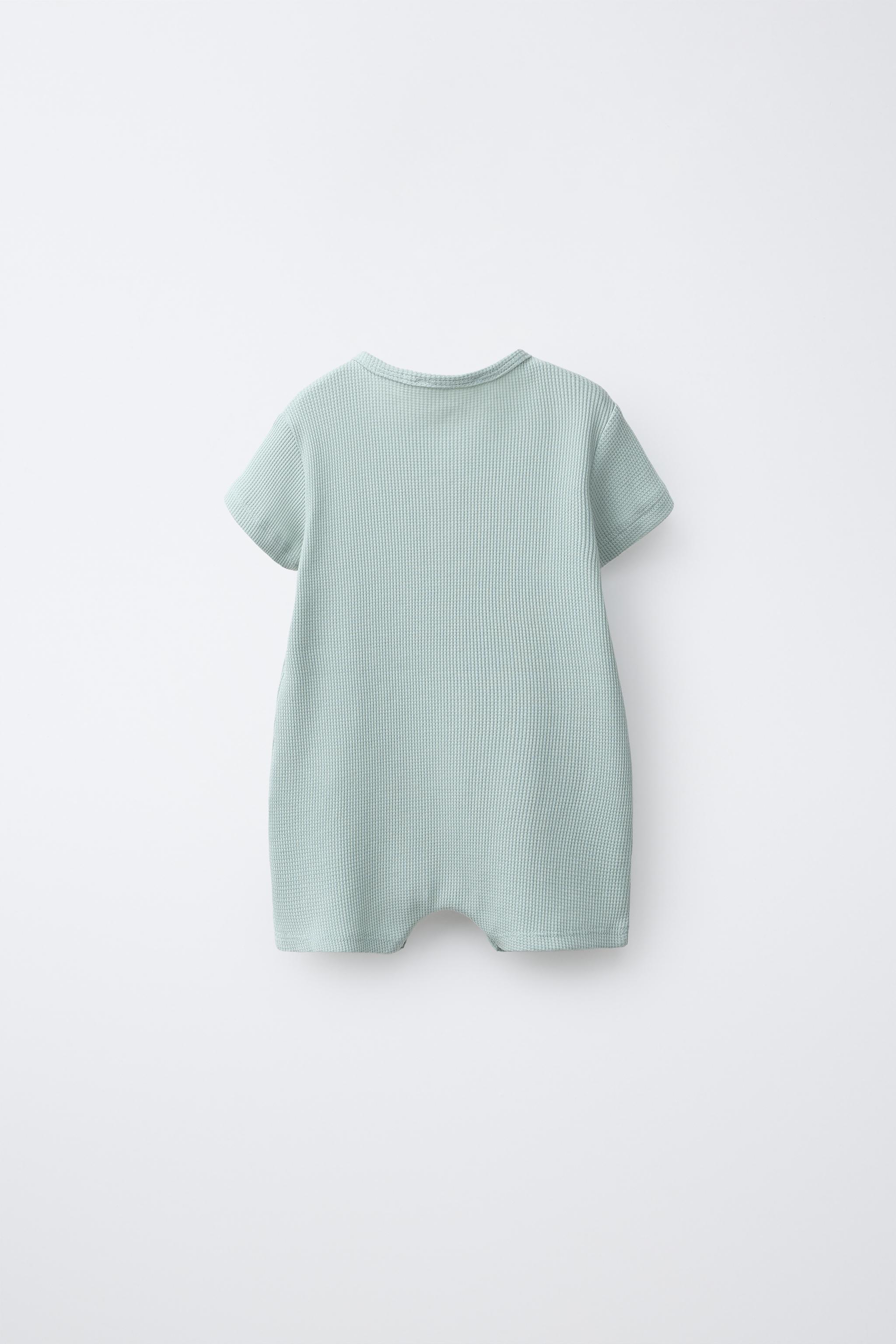 WAFFLE KNIT HENLEY ROMPER