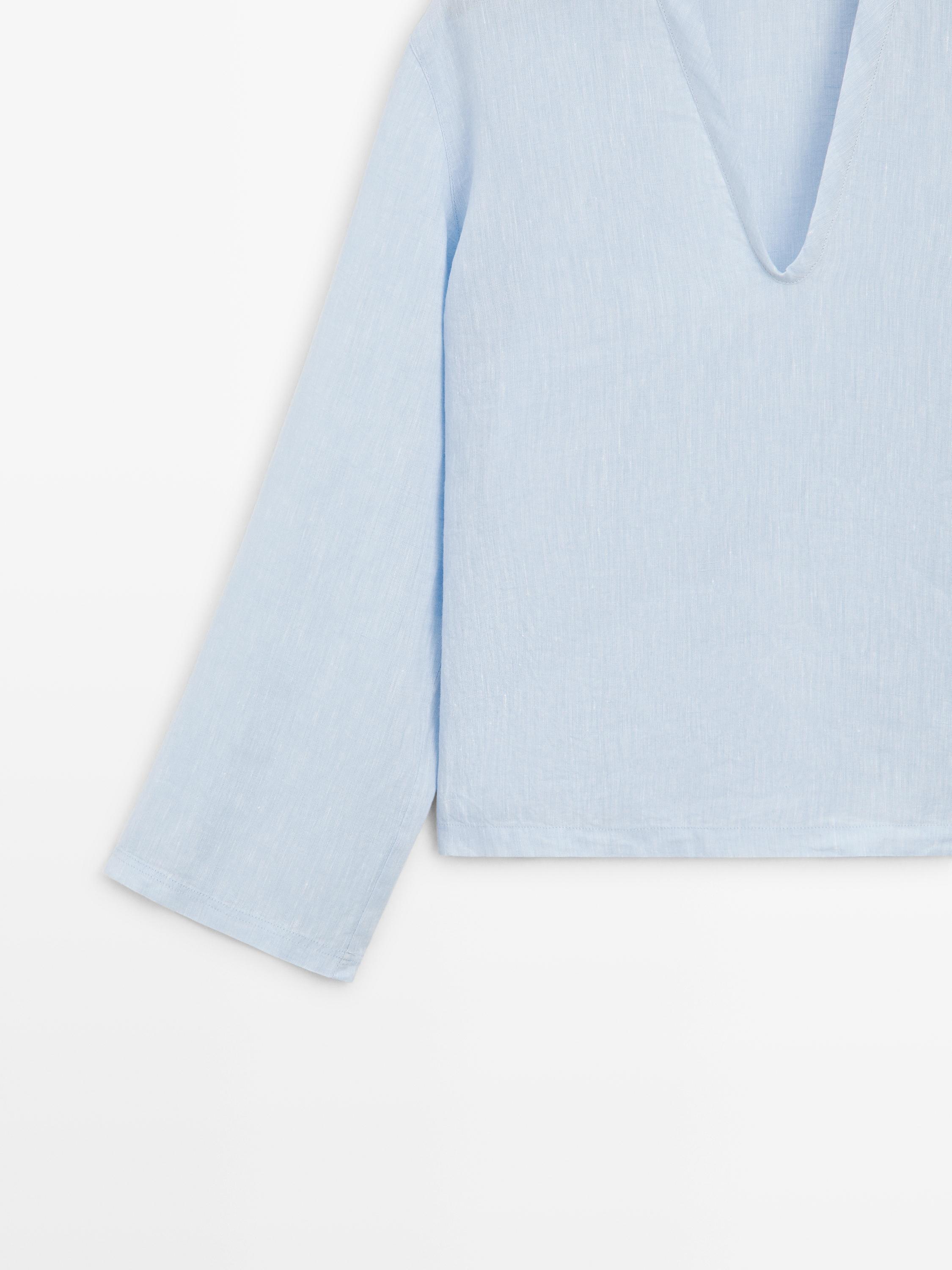 100% linen long sleeve shirt