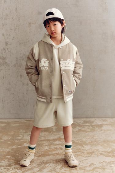 Zara 人造麂皮文字飛行員外套 - 米色