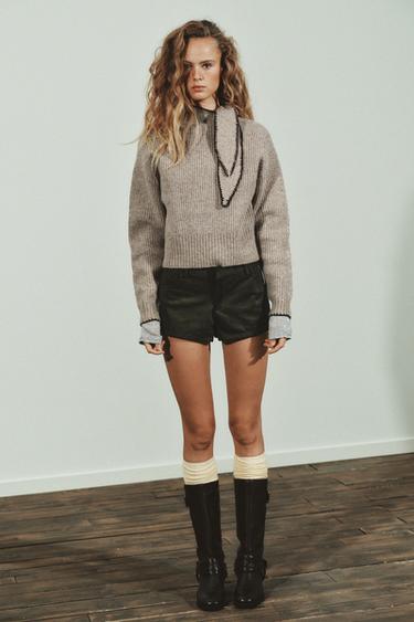 Zara BOW KNIT JUMPER - Brown / Taupe - Image 0