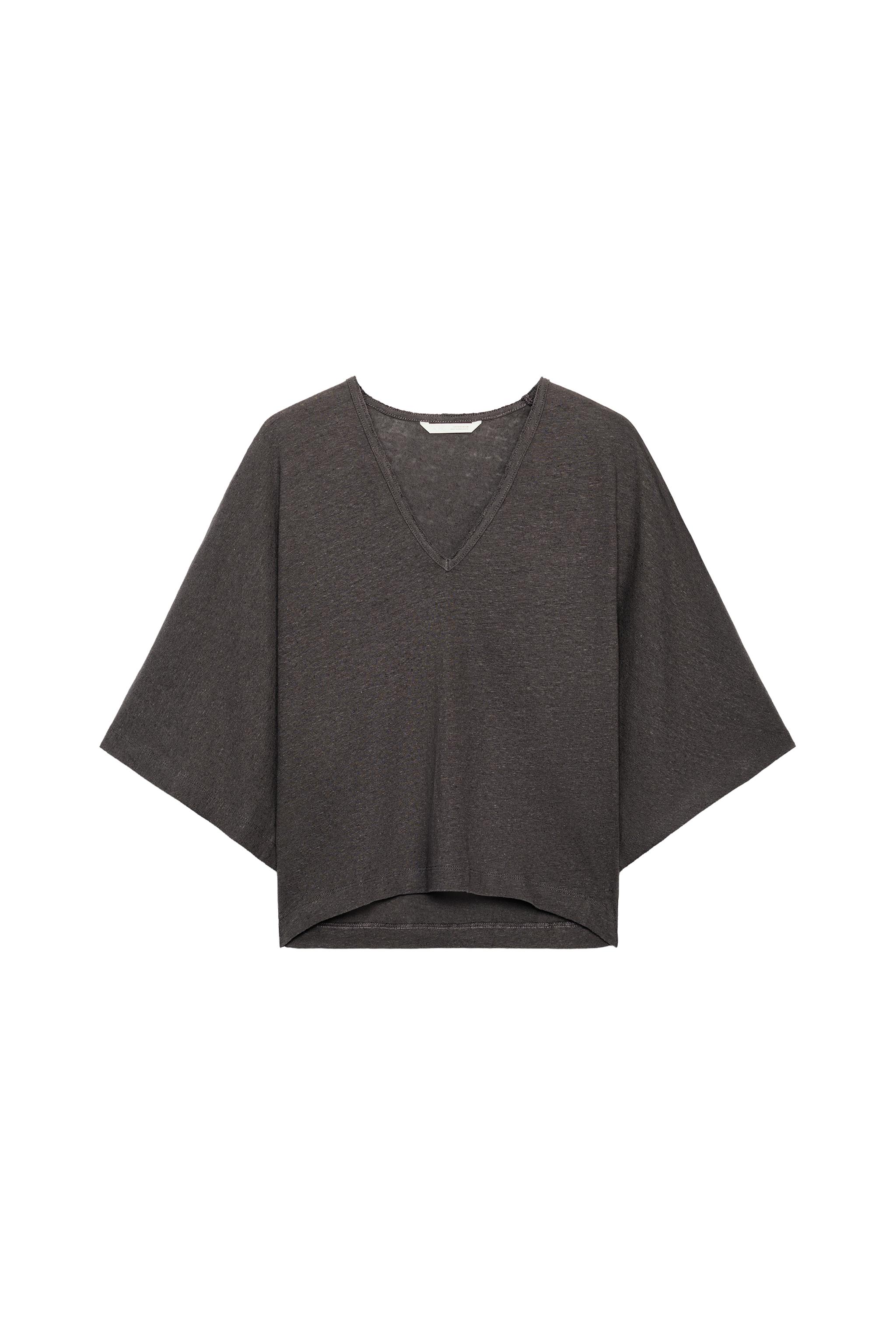 LINEN BLEND V-NECK T-SHIRT