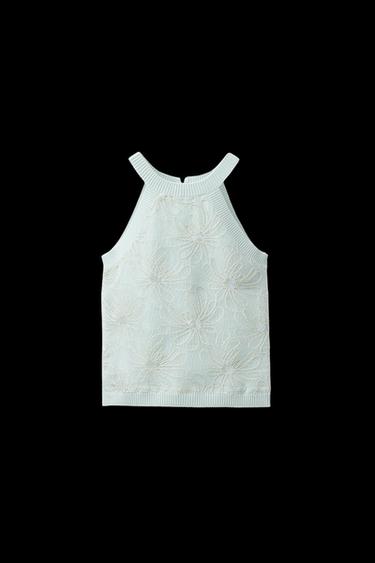 HALTER-TOP MIT BLUMEN - Seegrün von Zara - Bild 0