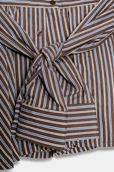 SHORT À RAYURES ET NŒUD - Marron de Zara - Image 7